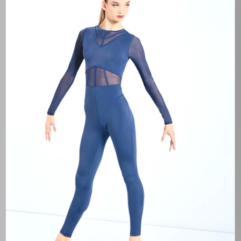 Weissman Caged Detail Long Sleeve Dance Unitard Girls Sz SC (6/6X)